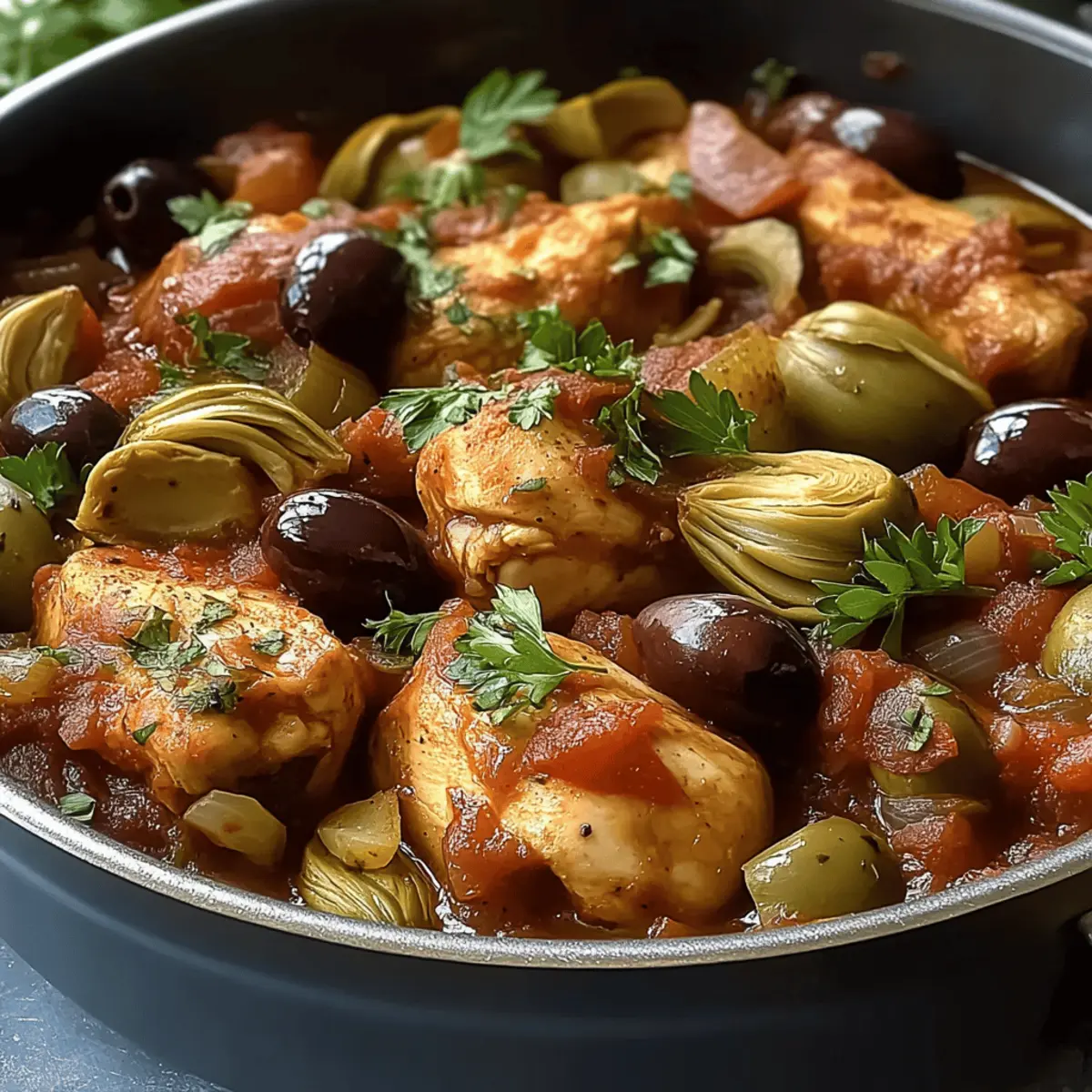 Chicken Stifado with Artichokes