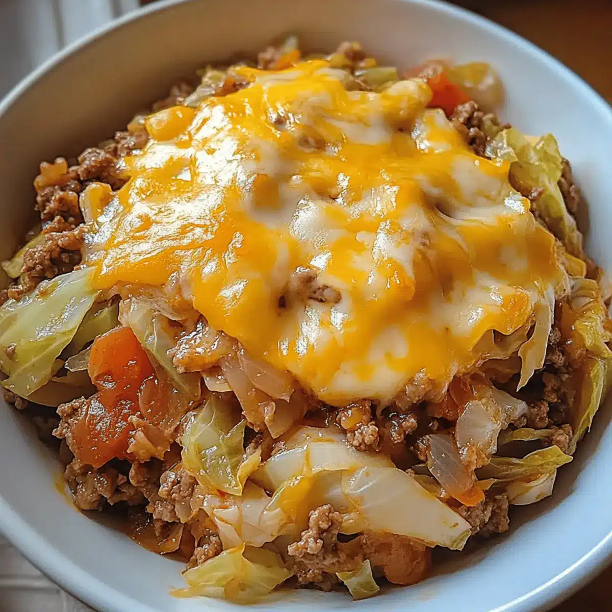 Cheesy Cabbage Beef Casserole