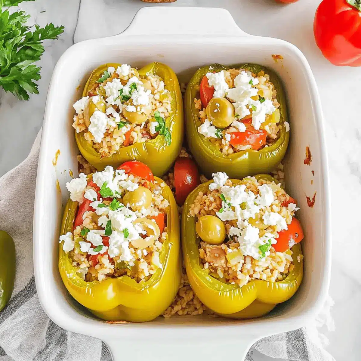 Greek Chicken Stuffed Peppers