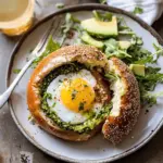 Crispy Parmesan and Pesto Egg in a Bagel