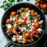 Mediterranean Keto Ground Chicken Skillet with Olives and Feta