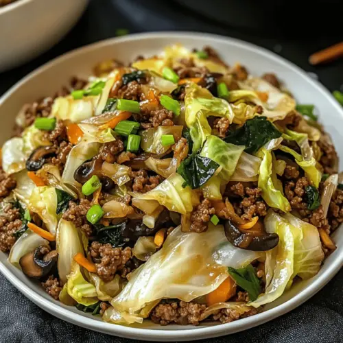 Chinese Ground Beef and Cabbage Stir Fry