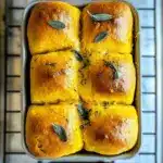 Soft Pumpkin Pull Apart Rolls with Sage Butter