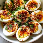 Spicy Chili Garlic Deviled Eggs