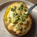 Cheesy Baked Potatoes with Broccoli Cheese Sauce
