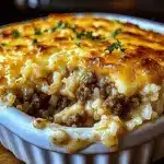 French Onion Ground Beef and Rice Casserole