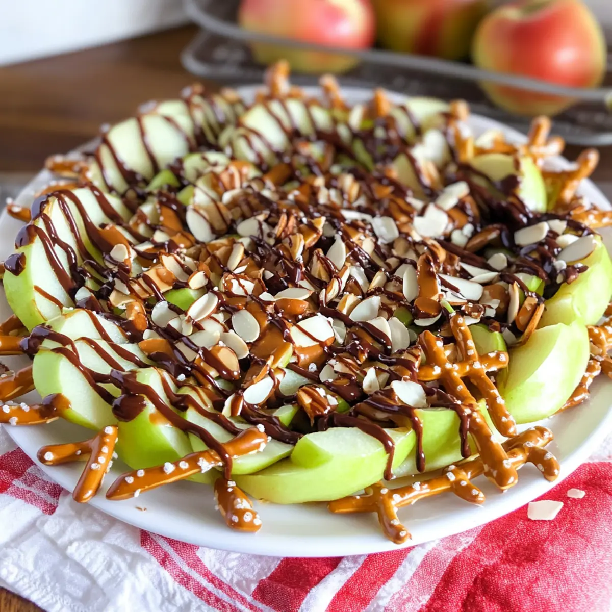 Loaded Caramel and Chocolate Apple Nachos