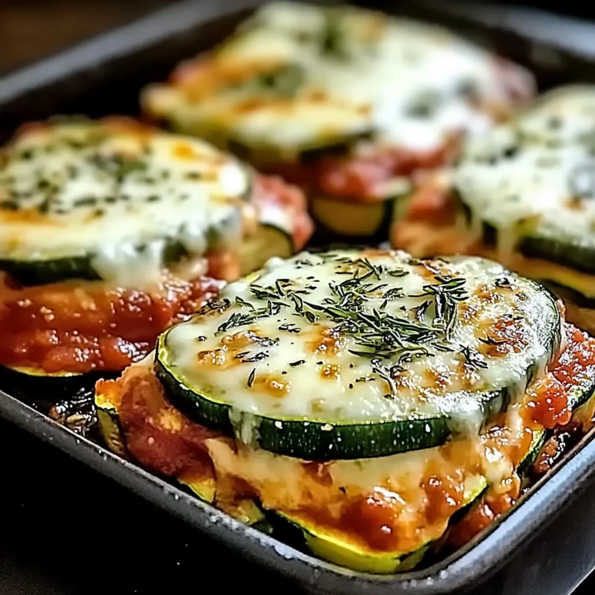 Layered Zucchini Ricotta Melts with Marinara