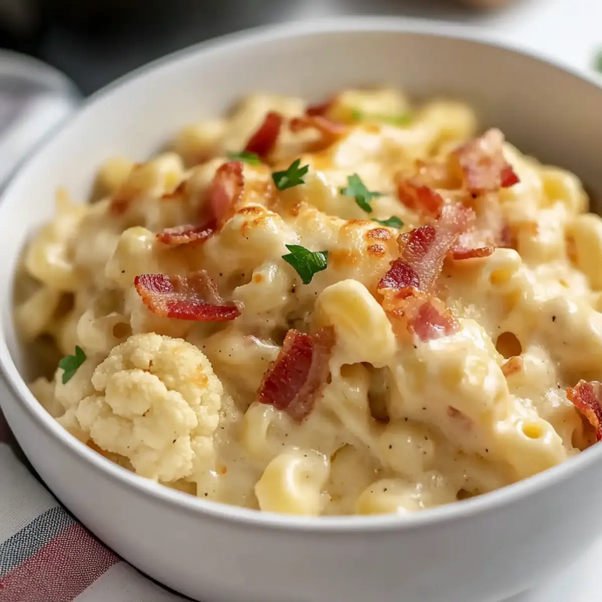 Bacon Jalapeño Cauliflower Mac and Cheese