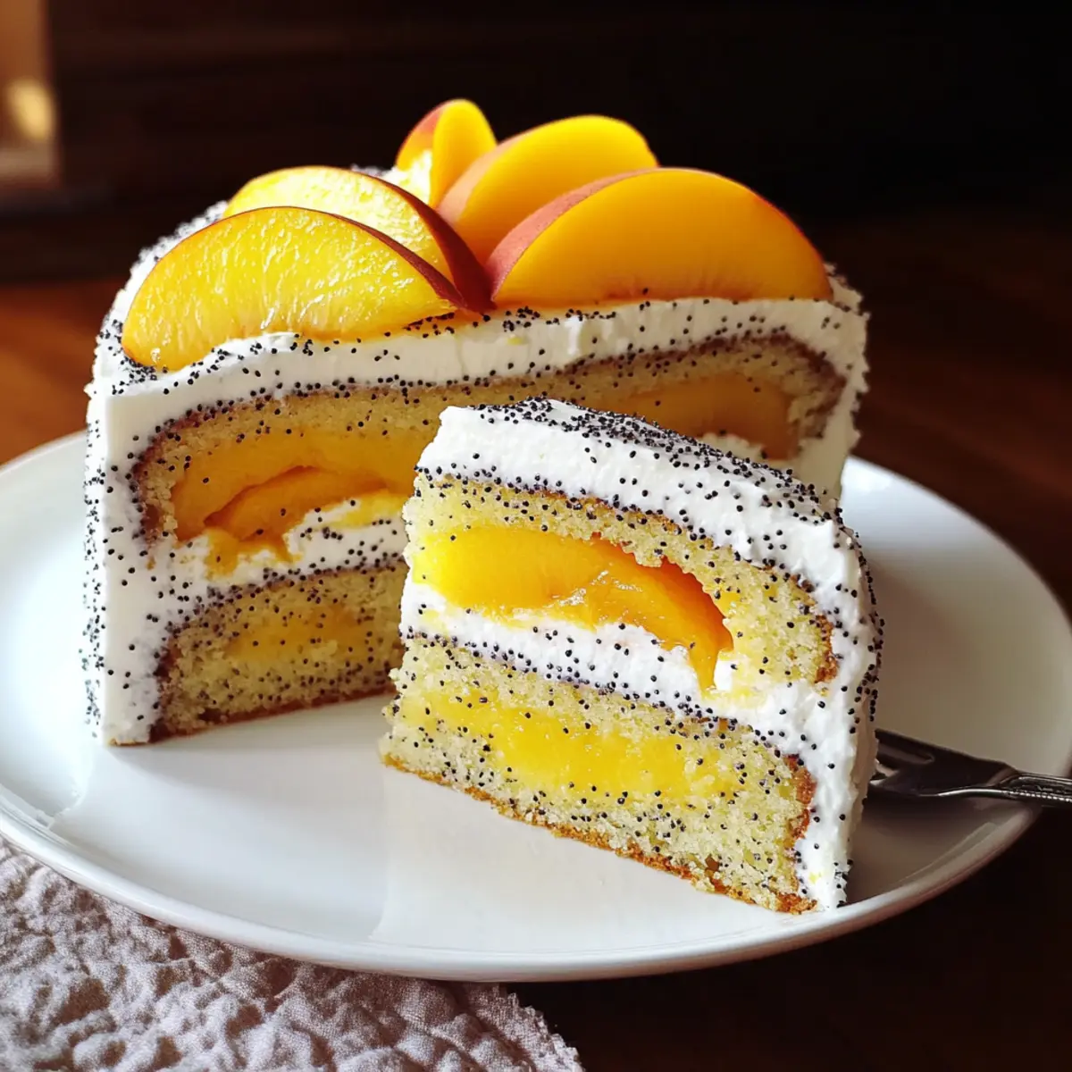 Peach cake with poppy seeds