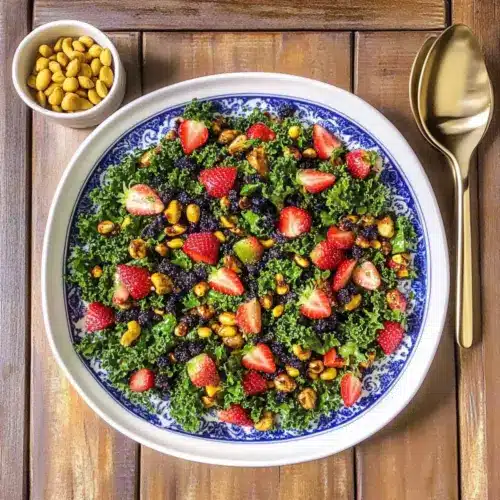 Strawberry Kale Salad with Honey Lemon Dressing