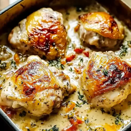 Creamy Oven Baked Chicken Thighs