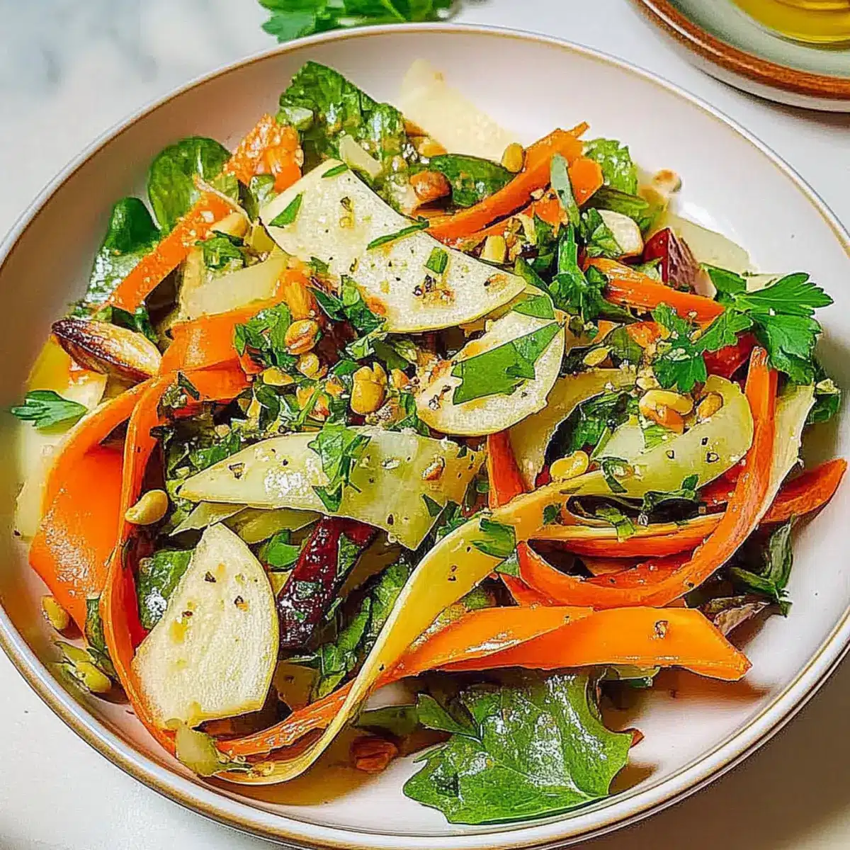 Roasted Kohlrabi & Carrot Ribbon Salad