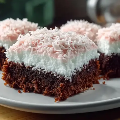 Easy Sno Ball Brownies with Marshmallow Coconut Topping